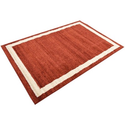 Terracotta and Ivory Tufted Synthetic 6' x 9' Area Rug