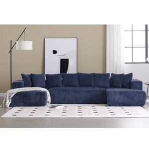 131"Modular Sectional Couch,U-Shaped Sofa,Chaise Lounge Sofa,Corduroy Striped Fabric,Upholstered 4 Seater Couch For Living Room,Bedroom-Cuddlewood - 1 of 4