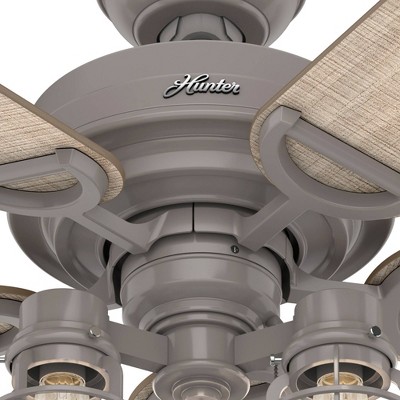 52" Quartz Grey Metal Industrial Ceiling Fan with LED Light