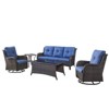 Gymojoy 5 Pieces Outdoor Wicker Sofa with Swivel Chairs, Coffee Table, Patio Furniture Set - 2 of 4