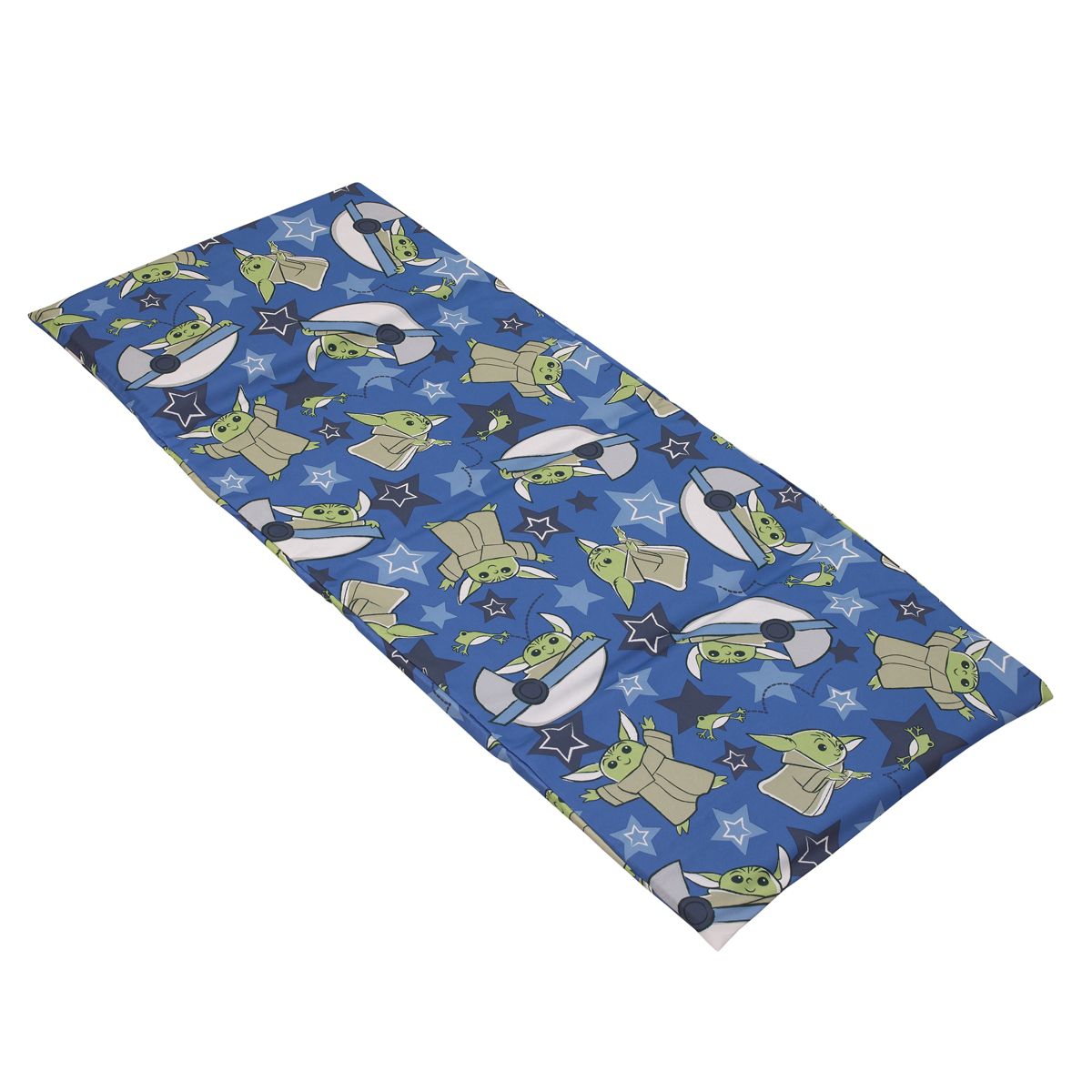 NoJo Star Wars The Child Cutest in the Galaxy Blue, Green and Gray Grogu, Hover Pod, and Stars Preschool Nap Pad Sheet