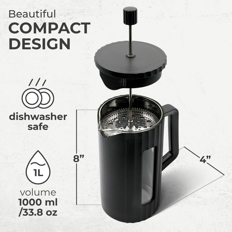 French Press Coffee/Tea Maker - 1 Liter, 4 of 8