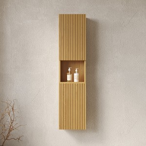 VYNXARIA 59" Tall Wall-Mounted Storage Cabinet for Small Spaces in Corolla Oak Finish. - 1 of 4