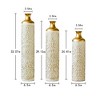 Angel Sar 3 Piece Gold-Neck Metal Vase Set, Tall Floor Vases with All-Over Floral Pattern, 33" 29" 24" H Home Decor for Living Room Entryway - 3 of 4