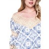 Women's Crochet & Fringe Printed Top - umgee - 3 of 4