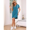 cheibear Women's V-Neck Front Button Down Short Sleeve Nightgowns - 3 of 4