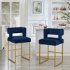 Lyngins Bar Stools Set of 2 with Open Backrest,Upholstered Kitchen Chairs with Built-in Footrest,Velvet Counter Stools for Kitchen Island,Pub - 2 of 4