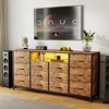 63" Dresser TV Stand for 65 70 75 Inch TV, Fabric Chest of Drawers with Charging Station, LED Lights, Open Shelves & 12 Drawer Dresser - 3 of 4
