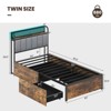 Infans Twin Size LED Bed Frame w/ Charging Station Upholstered Headboard 4 Drawers - 2 of 4