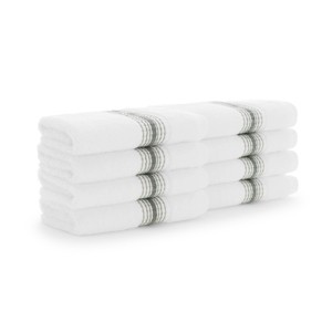 Aston & Arden Luxury Ring Spun Cotton Washcloths (8 Pack), 600 GSM, 13x13 in., White with Striped Ombre Border - 1 of 4