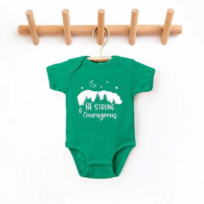 The Juniper Shop Be Strong And Courageous Bear Trees Baby Bodysuit