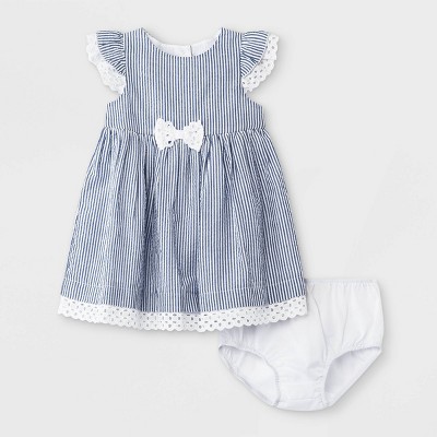 Mia & Mimi Baby Girls' Seersucker Dress - Blue/White 6-9M