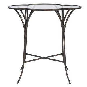 Uttermost Adhira Iron & Tempered Glass Accent Table – Contemporary 24" Tall - 1 of 4