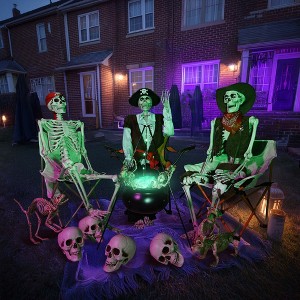 Yescom 3 Pcs Halloween Skeleton 5.4 Ft Life Size Pirate Captain & Cowboy Full Body Bone Party 2025 Brown - 1 of 4