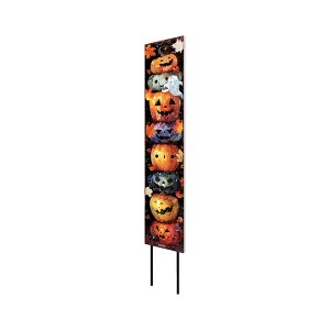 HomeRoots 42" Black And Orange Solid Wood Halloween Jack-O-Lantern Garden Stake - 1 of 4