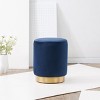 Elsworth Velvet Ottoman W Brass Base - SFV3558 - Navy/Brass - Safavieh Couture - 2 of 4
