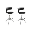 HomeRoots Set of Two Black and Silver Metal and Faux Leather Low Back Adjustable Height Bar Chairs - 4 of 4