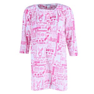 Elegant Emily Women's Plush Pink Ribbon Sleep Gown - 1 of 4