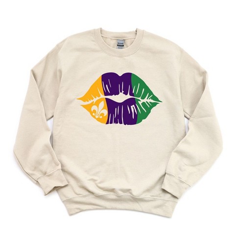 Simply Sage Market Women's Graphic Sweatshirt Mardi Gras Lips - image 1 of 3