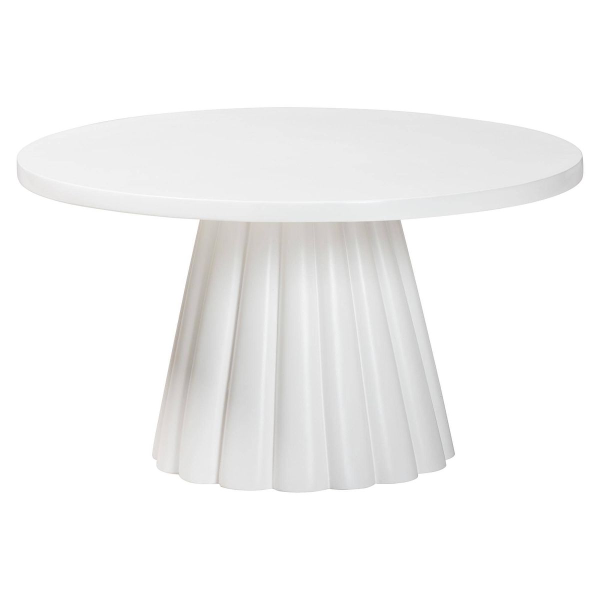 bali & pari Parvana Round Coffee Table with Fluted Pedestal Base White - thumbnail 3
