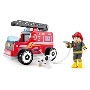 Hape Fire Truck Playset with Action Figure & Rescue Dog, Toddler & Children - 1 of 4