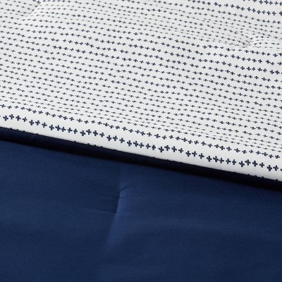Twin Navy and Gray Reversible Microfiber Bedding Set