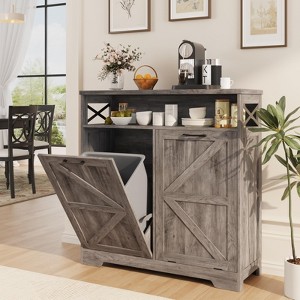 Double Tilt Out Garbage Can Cabinet, Dog Proof Trash Bin Cabinet - 1 of 4