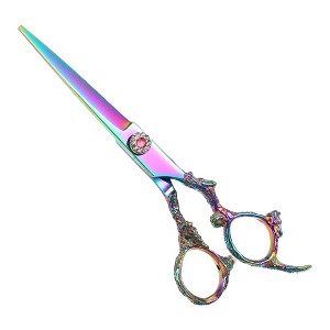 Unique Bargains Hair Cutting Scissors Professional Barber Scissors Stainless Steel Razor 6.7" Long Multicolour - 1 of 4
