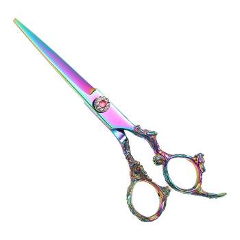 Unique Bargains Hair Cutting Scissors Professional Barber Scissors Stainless Steel Razor 6.7" Long Multicolour