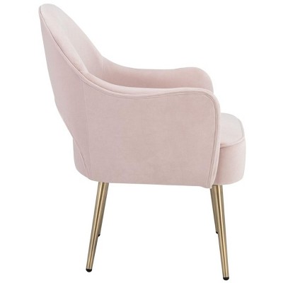 Evelyn Light Pink Velvet Accent Chair with Tapered Gold Legs