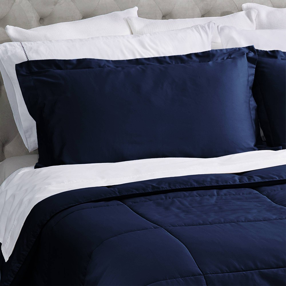Photos - Duvet Full/Queen Easy Bed Making Down Alternative Comforter Navy - Covermade