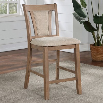 Vynxaria Set of 2 Beige Upholstered Dining Chairs with Tufted Backs and Nail - Head Trim, Ideal for Living Room & Dining Room