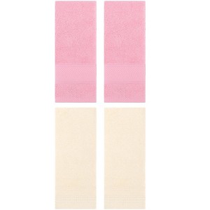 REGALWOVEN 4 Pcs Striped Comfortable Quick Drying Non-Linting Hand Towel 14" x 30" - 1 of 4