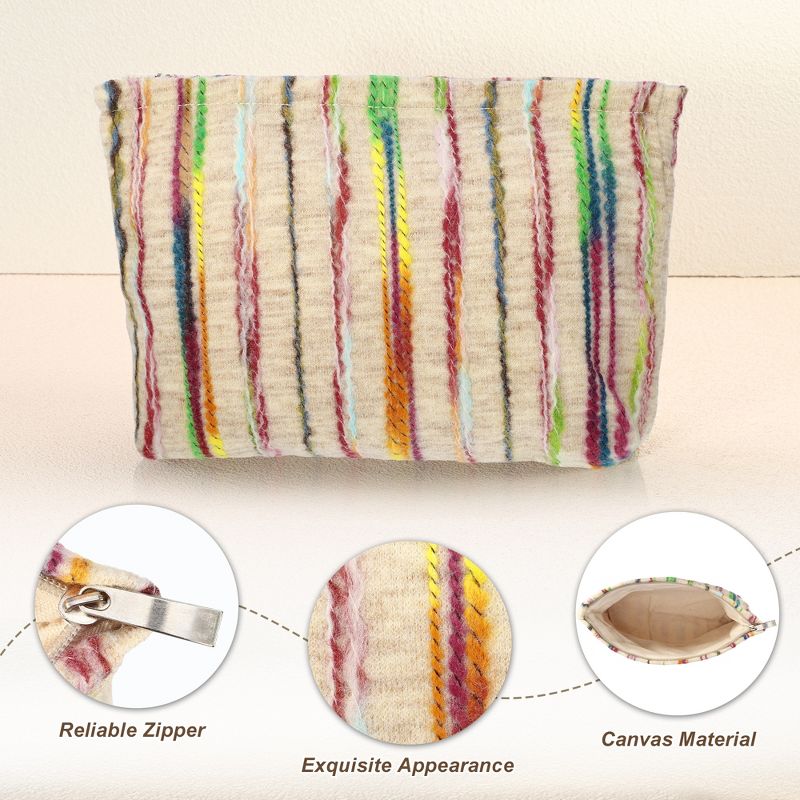 Unique Bargains Stripes Pattern Rainbow Zipper Makeup Bag Multicolored 1 Pc, 5 of 8