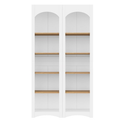 Vynxaria White 5 - Tier Free - Standing Bookshelf Set of 2 with Adjustable Shelves for Home Spaces