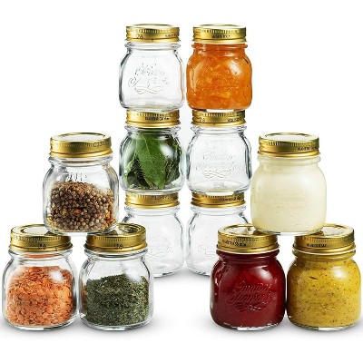Bormioli Rocco Quattro Stagioni Set of 12 Clear Airtight Mason Jars, Made from Food Safe Durable Glass, Made in Italy
