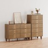 Walnut and Gold Tall Wooden 5 Drawer Dresser with Vintage Pattern Design, Modern Chest Dresser with Deep Drawers - 3 of 4