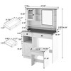 FONTOI 37.4"W Farmhouse Makeup Vanity Desk with Mirror 2 Drawers Shelves and Stool for Bedroom Dressing Room, Rustic Brown/White, 37.4"*15.75"*56.29" - 3 of 4