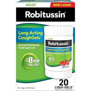 Robitussin Long-Acting Adult Cough Liqui-Gels Capsules, 20 Ct - 1 of 4