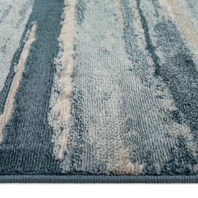 Blue Abstract 8' x 10' Wool and Synthetic Rug