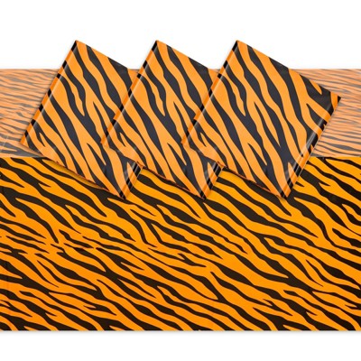 Sparkle and Bash 4 Pack Tiger Print Plastic Table Covers for Zoo and Safari Party (54 x 108 in)