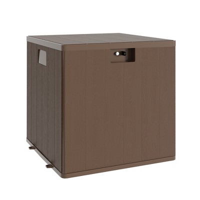 Gallon Outdoor Storage Box Waterproof, Lockable Resin Deck Box, Patio Deck Storage Box For Package Delivery, Square Deck Box Small Container