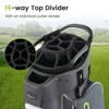 Tangkula 15-Way Golf Cart Bag Golf Club Bag with 15 Ways Organizer Divider Top 7 Zippered Pockets Cooler Bag Umbrella Holder Rain Hood Black + Yellow/ Grey + Green/ Grey + Red - 2 of 4