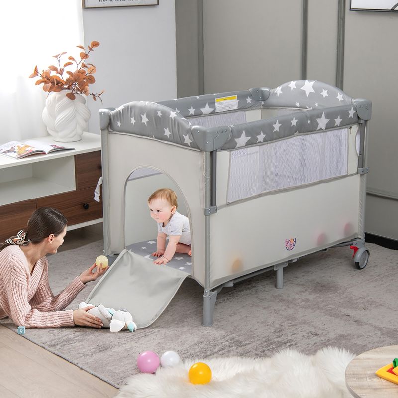Costway 5-in-1 Baby Beside Sleeper Bassinet Portable Crib Playard w/Diaper Changer, 3 of 11