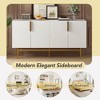 Modern 4-Door Sideboard Buffet Cabinet with Wavy Stripe Doors, Adjustable Shelves and Gold Metal Handles for Dining Room, Living Room - 4 of 4