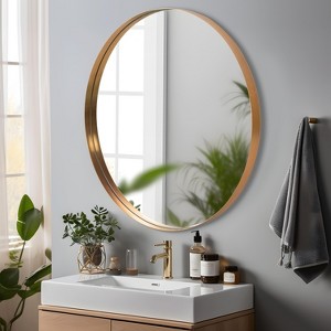 PexFix 35" Deep Framed Metal Round Mirror - 1 of 4