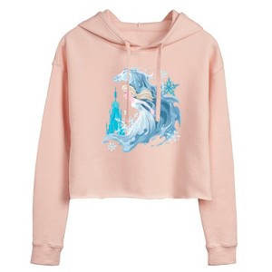 Women's - Frozen 2 - Elsa & Frozen Horse Cropped Graphic Hoodie - 1 of 3