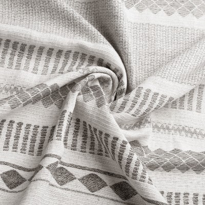 Boho Geometric Gray and Ivory Cotton Jacquard Body Pillow Cover
