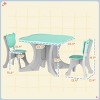 INFURNIC Kids Table Sets 3 Piece Table and Chair Set with Bear-Shaped Backrest for Toddlers, Blue, 28.3"*28.3"*19.7" - 4 of 4