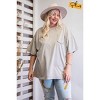 Slickblue Women's Plus Size Cotton Tunic Top, Boxy Fit, Mineral Wash, Round Neck, Light Mustard/Light Mudd, Size 1XL-3XL - 2 of 4